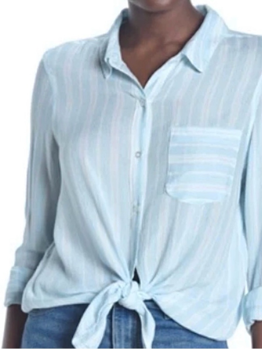 Abound Weekend Striped Tie-Front Button Shirt